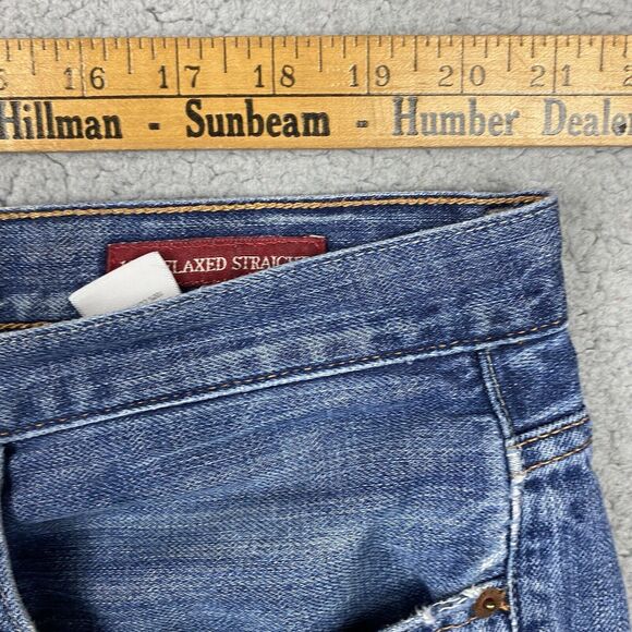 Lucky Brand Jeans Mens 40x30 (42x30) Distressed 181 Relaxed Straight Leg Wide - Picture 12 of 16